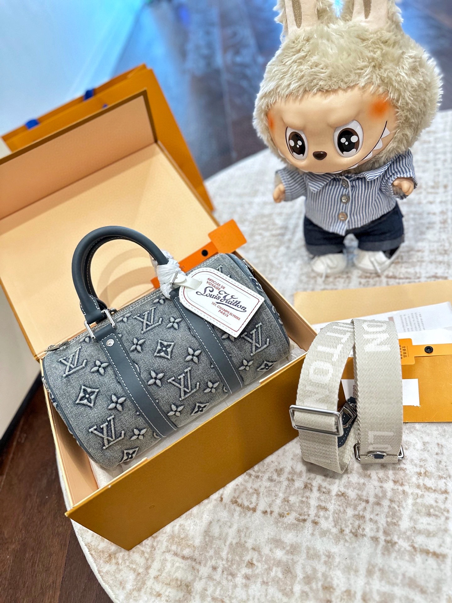 ルイ ヴィトン ( Louis Vuitton)デニム 手提げ バッグ 25cm