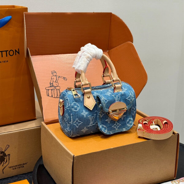 ルイ ヴィトン ( Louis Vuitton)デニム 小さめ 手提げ バッグ 16x10cm