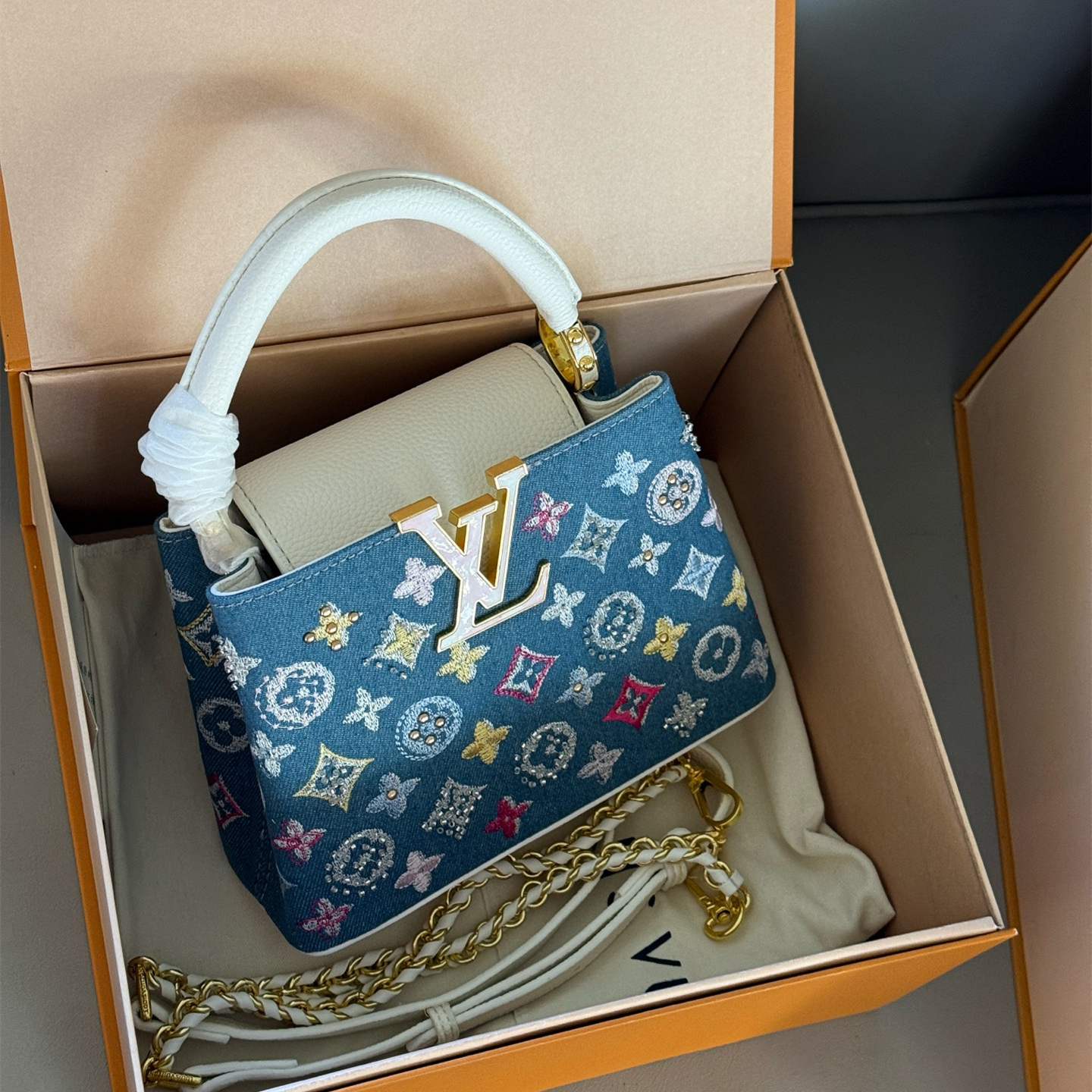 ルイ ヴィトン ( Louis Vuitton)デニム 手提げ バッグ 22cm 28cm