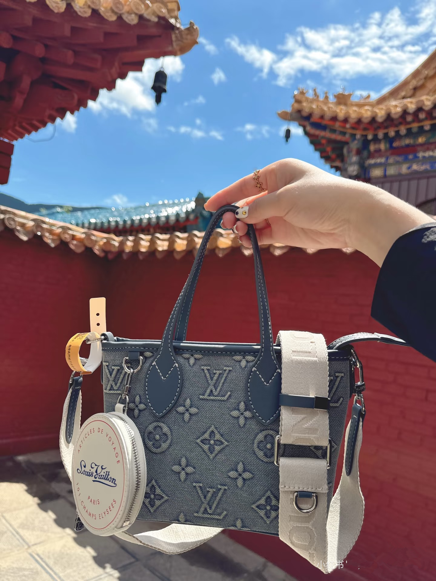 ルイ ヴィトン ( Louis Vuitton)デニム 手持ち バッグ 19cm