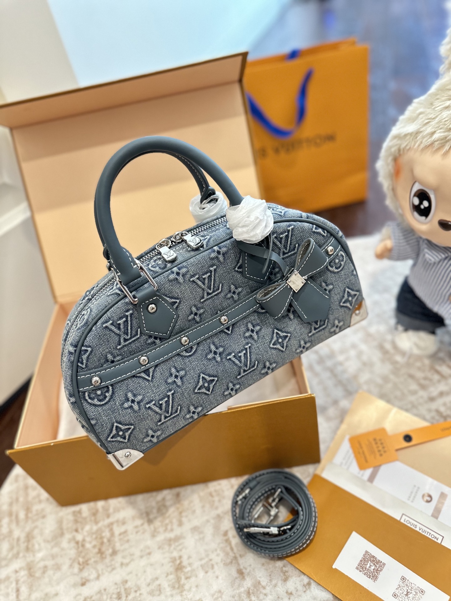 ルイ ヴィトン ( Louis Vuitton)デニム 手提げ バッグ 20cm