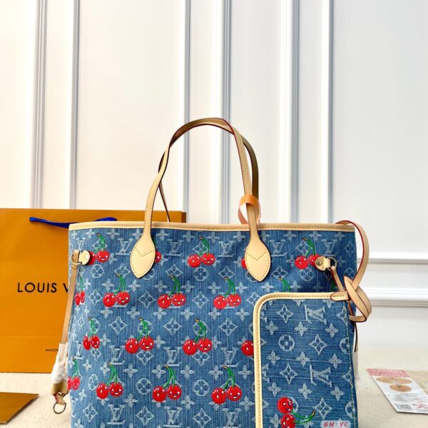 ルイ ヴィトン ( Louis Vuitton)デニム 村上 隆 手提げ バッグ 34.5X16X28cm