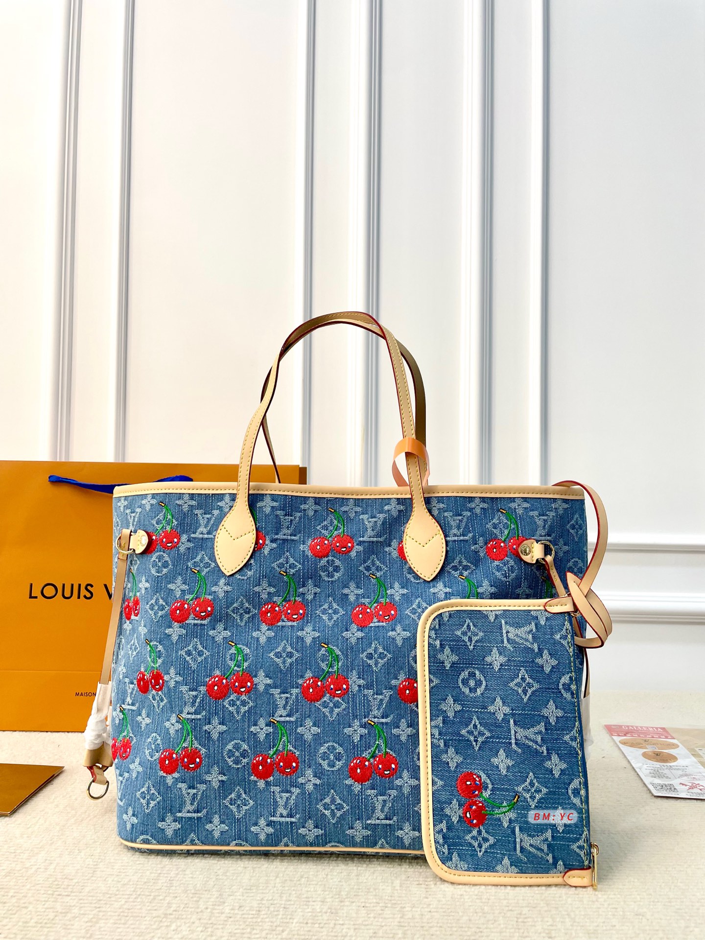 ルイ ヴィトン ( Louis Vuitton)デニム 村上 隆 手提げ バッグ 34.5X16X28cm