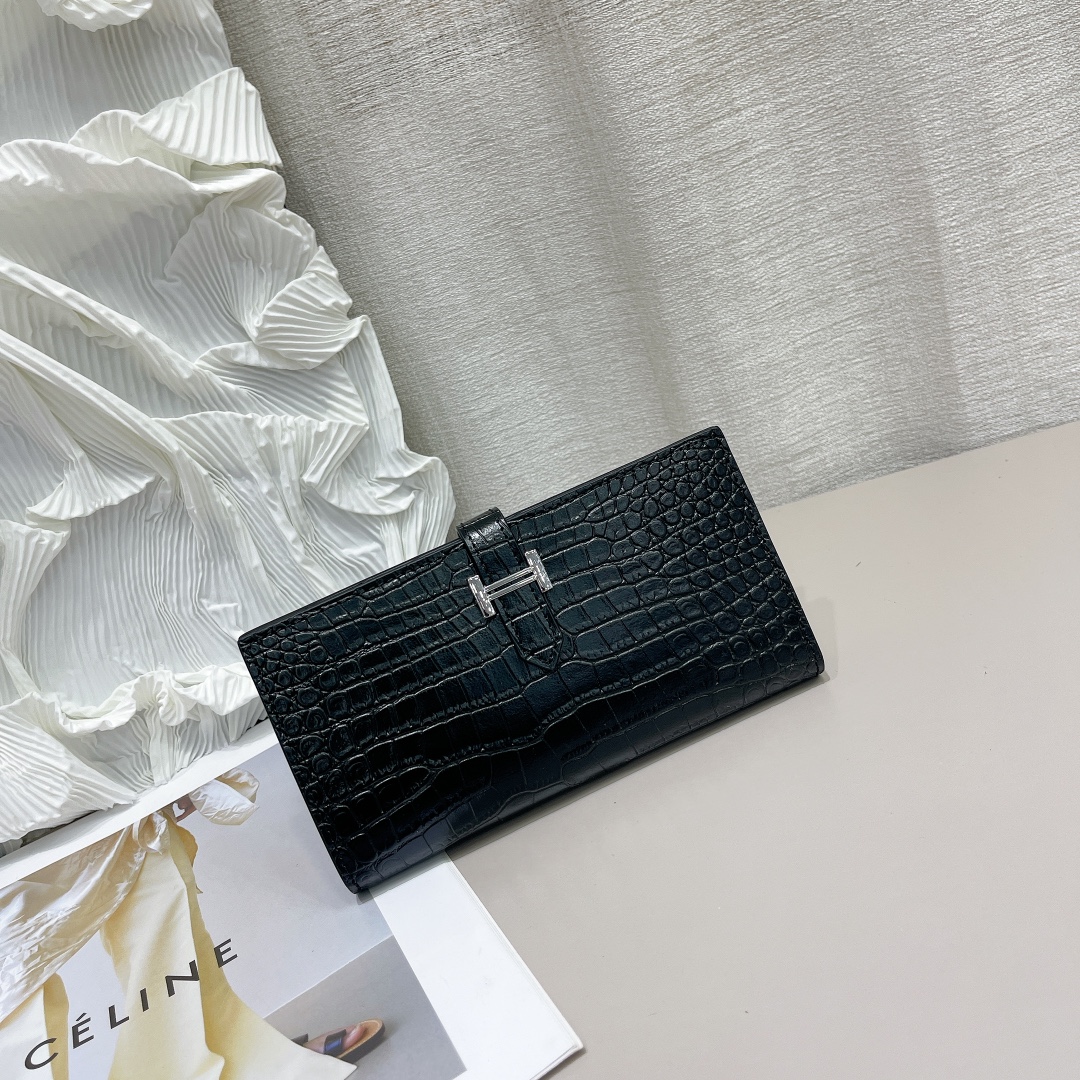 【HERMES】エルメス クロコ 財布 9x17.5cm