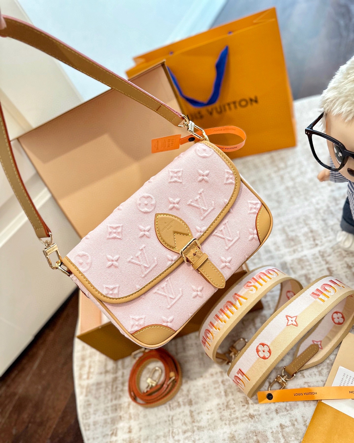 ルイ ヴィトン ( Louis Vuitton)デニム 肩掛け バッグ 24x14cm