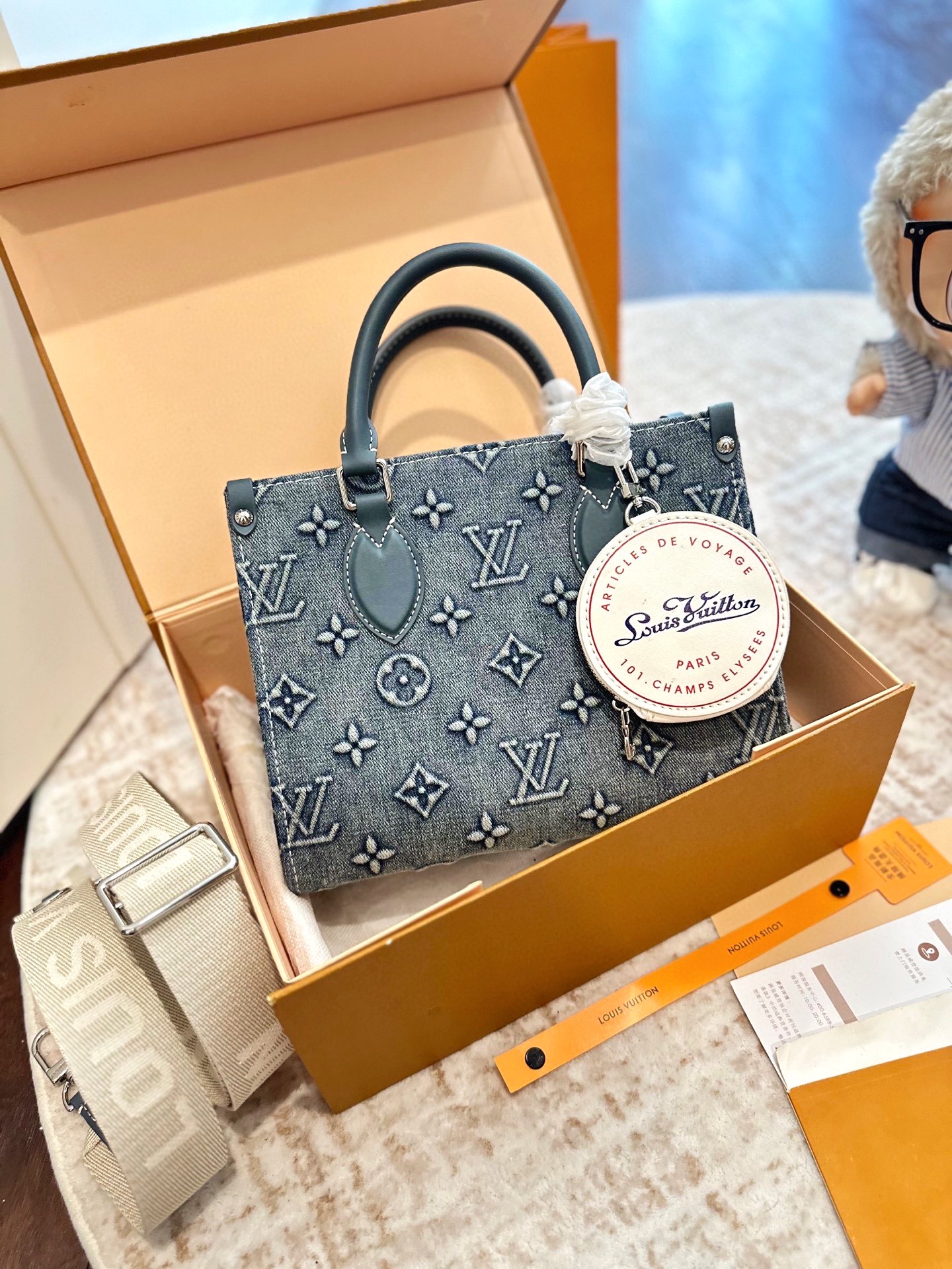 ルイ ヴィトン ( Louis Vuitton)デニム 手持ち バッグ 25cm