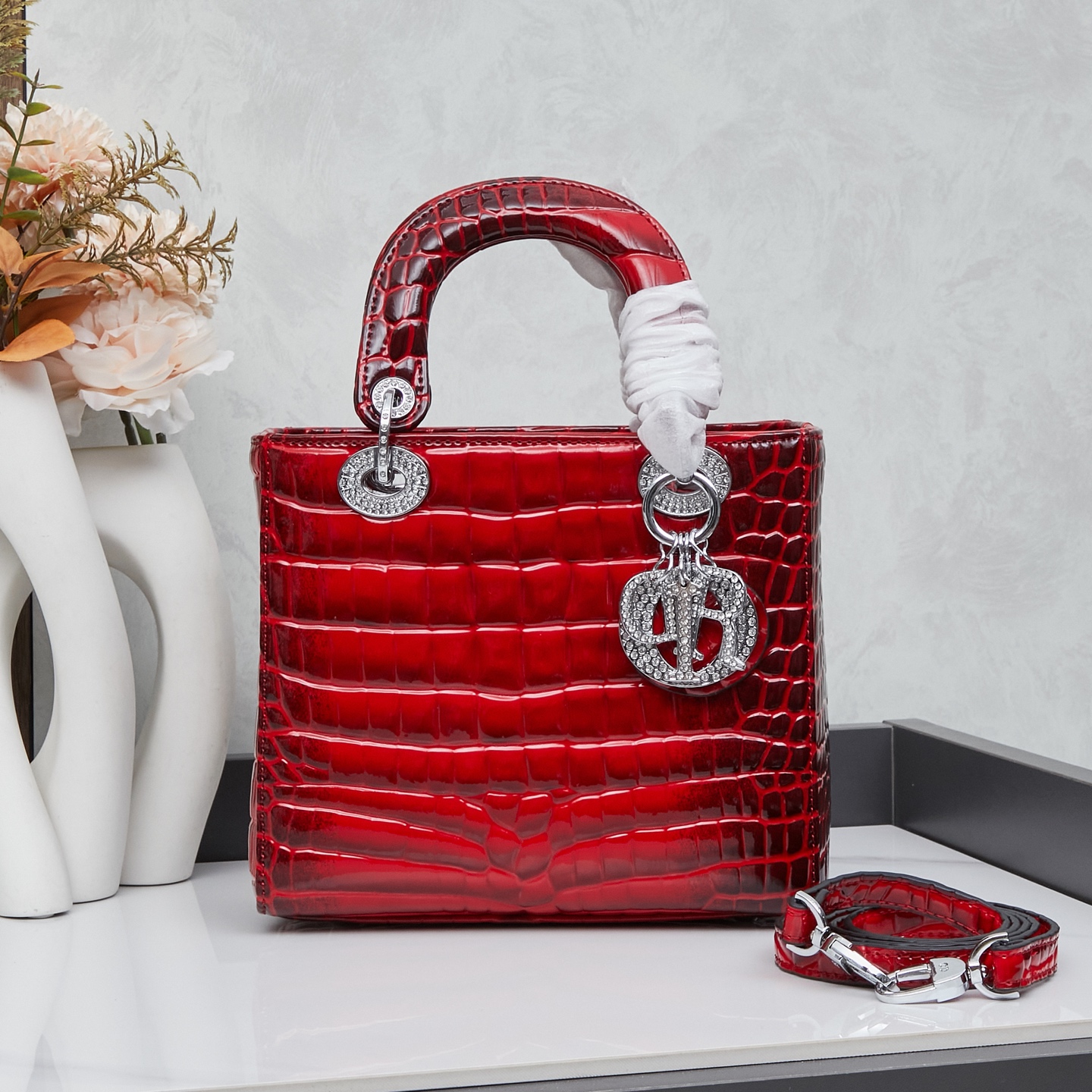 ディオール(Dior) レディース ダイアナ妃のバッグ クロコ 20x18x9cm